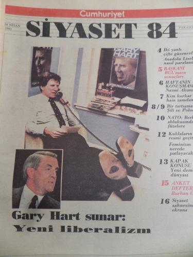 Cumhuriyet Siyaset 1984 / 16 - Gary Hart Sunar: Yeni Liberalizm