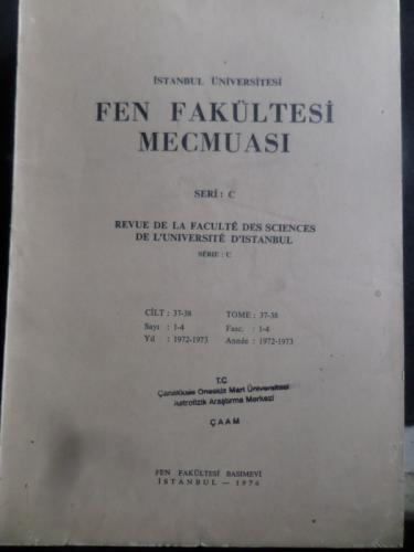 İstanbul Üniversitesi Fen Fakültesi Mecmuası 1972-73 / 37-38