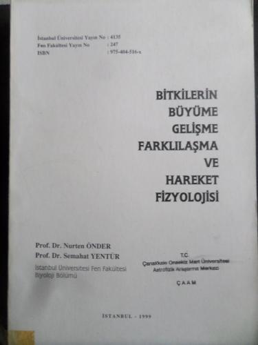 Bitkilerin Büyüme Gelişme Farklılaşma ve Hareket Fizyolojisi Nurten Ön