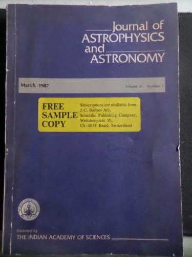 Journal Of Astrophysics and Astronomy 1987 / 1