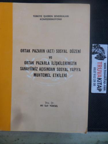 Ortak Pazarın (AET) Sosyal Düzeni ve Ortak Pazarla İlişkilerimizin Sanayiimiz Açısından Sosyal Yapıya Muhtemel Etkileri