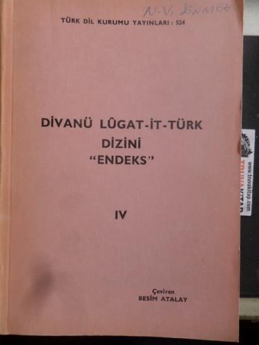 Divanü Lugat-it-Türk Dizini Endeks IV