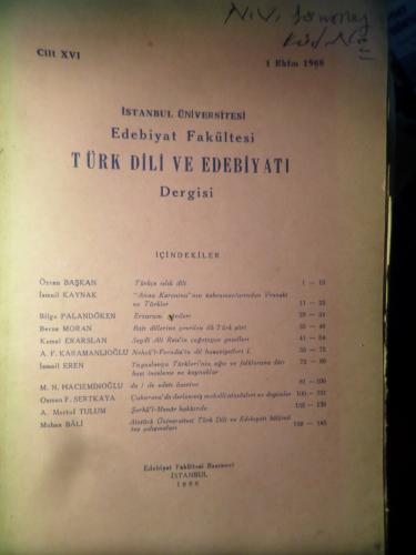 İstanbul Üniversitesi Edebiyat Fakültesi Türk Dili ve Edebiyatı Dergis