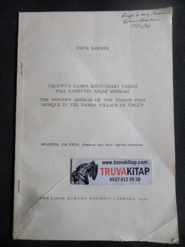 Ürgüp'ün Damsa Köyü'ndeki Taşkın Paşa Camii'nin Ahşap Mihraabı 1971 / 