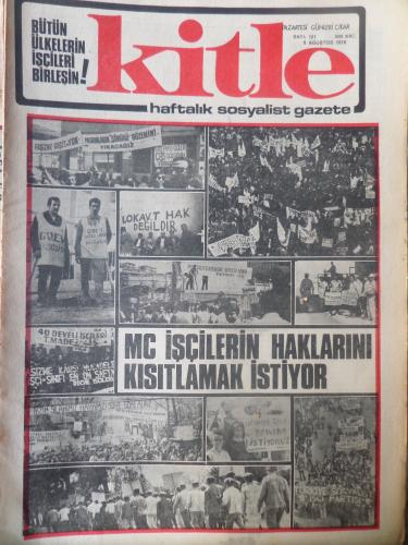 Kitle Gazetesi 9 Ağustos 1976 - MC İşçilerin Haklarını Kısıtlamak İstiyor
