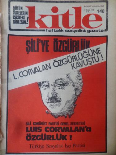 Kitle Gazetesi 27 Aralık 1976 - Şili'ye Özgürlük L. Corvalan Özgürlüğüne Kavuştu!