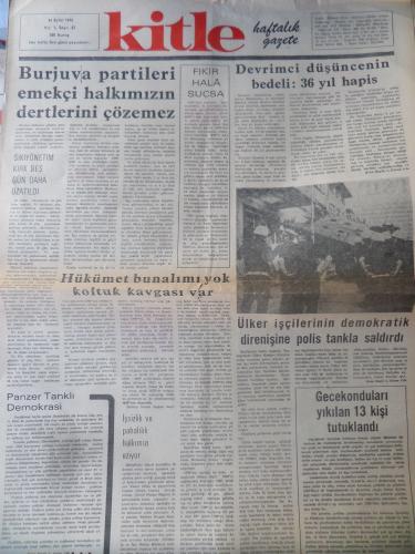 Kitle Gazetesi 24 Eylül 1974 - Burjuva Partileri Emekçi Halkımızın Dertlerini Çözemez