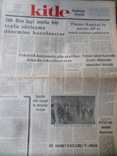 Kitle Gazetesi 15 Ekim 1974 - 700 Bin İşçi Zorlu Bir Toplu Sözleşme Dönemine Hazırlanıyor