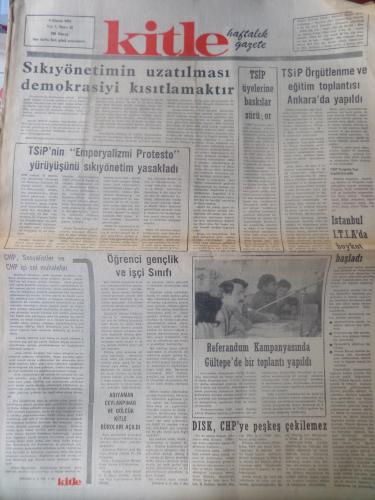 Kitle Gazetesi 5 Kasım 1974 - Sıkıyönetimin Uzatılması Demokrasiyi Kısıtlamaktır