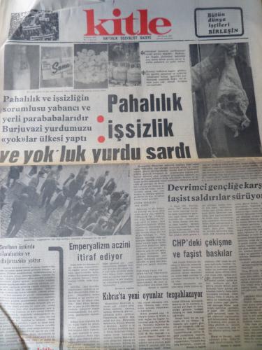 Kitle Gazetesi 19 Kasım 1974 - Pahalılık İşsizlik ve Yok'luk Yurdu Sardı