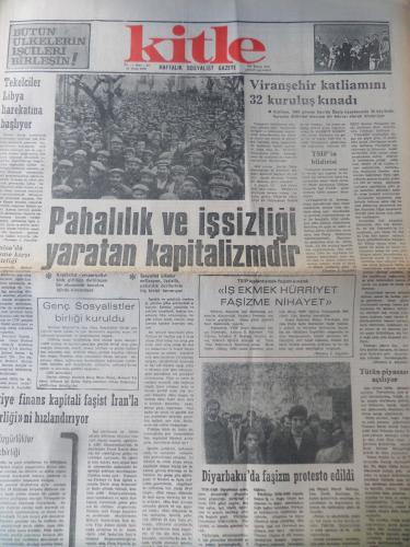 Kitle Gazetesi 14 Ocak 1975 - Pahalılık ve İşsizliği Yaratan Kapitalizmdir