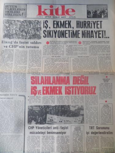 Kitle Gazetesi 18 Şubat 1975 - İş, Ekmek, Hürriyet Sıkıyönetime Nihayet