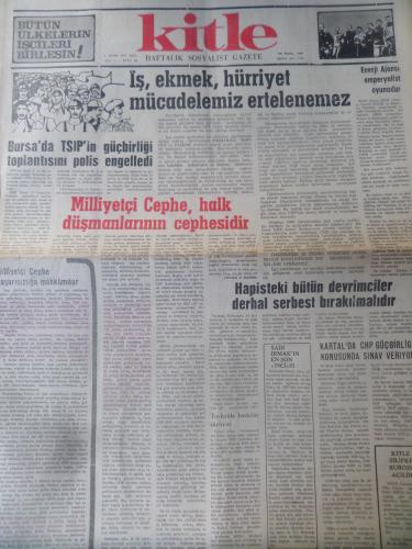 Kitle Gazetesi 4 Mart 1975 - İş, Ekmek, Hürriyet Mücadelemiz Ertelenemez
