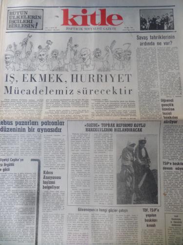 Kitle Gazetesi 15 Nisan 1975 - İş, Ekmek, Hürriyet Mücadelemiz Sürecektir