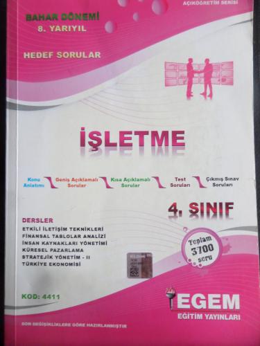 4. Sınıf 8. Yarıyıl Bahar Dönemi İşletme Hedef Sorular