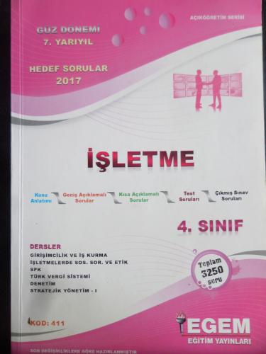 4. Sınıf 7. Yarıyıl Güz Dönemi İşletme Hedef Sorular