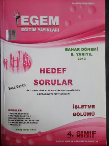 4. Sınıf 8. Yarıyıl Bahar Dönemi İşletme Bölümü Hedef Sorular