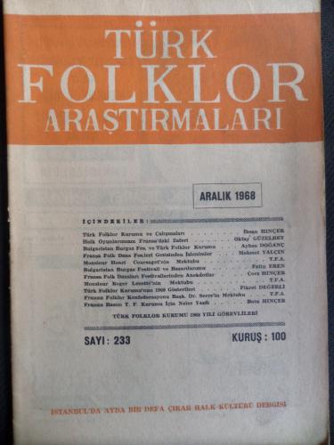 Türk Folklor Araştırmaları Dergisi 1968 / 233